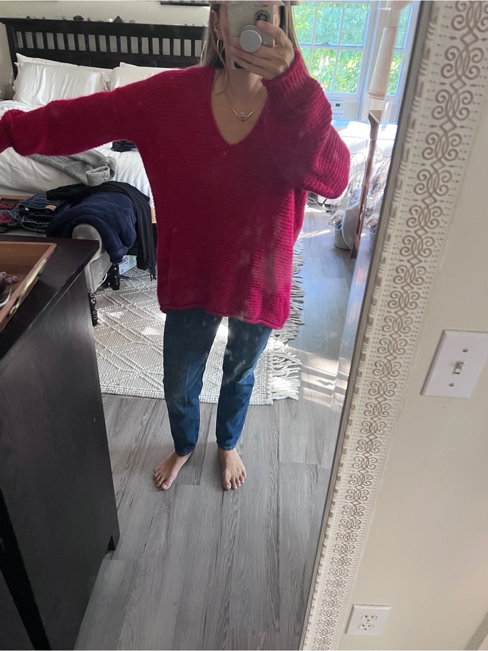 Free People All Mine Alpaca Sweater in Raspberry
